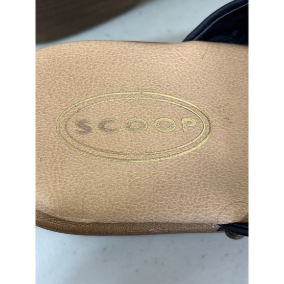 SCOOP Women Black Leather Studded Clogs Mule Heel Wood Platform Shoes 10 - Picture 7 of 7